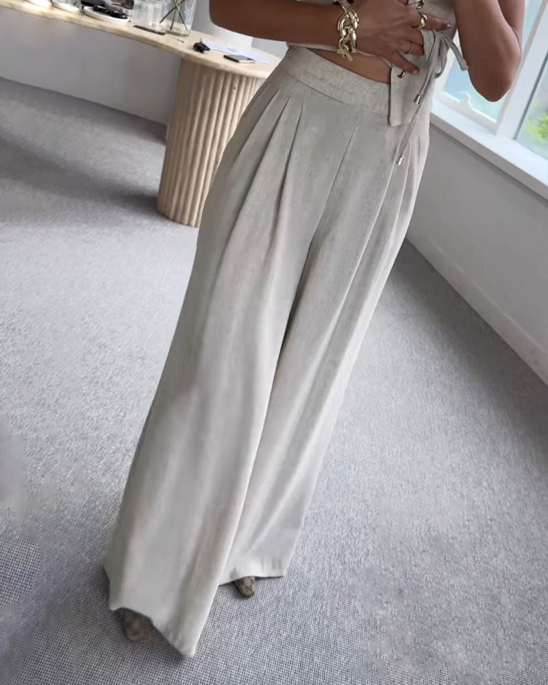 Dam Tvådelad Set Topp och Byxor Polyester 4