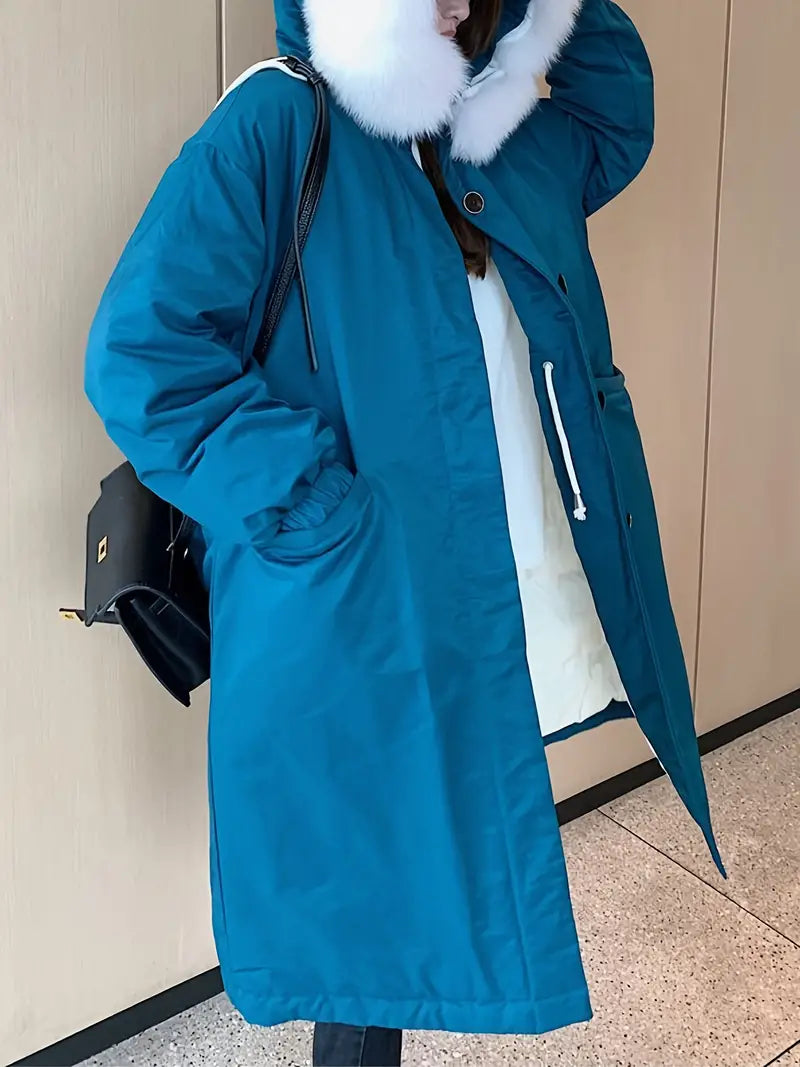 Dam Fleecejacka Medium Längd med Huva i Högkvalitativt Fleece-4