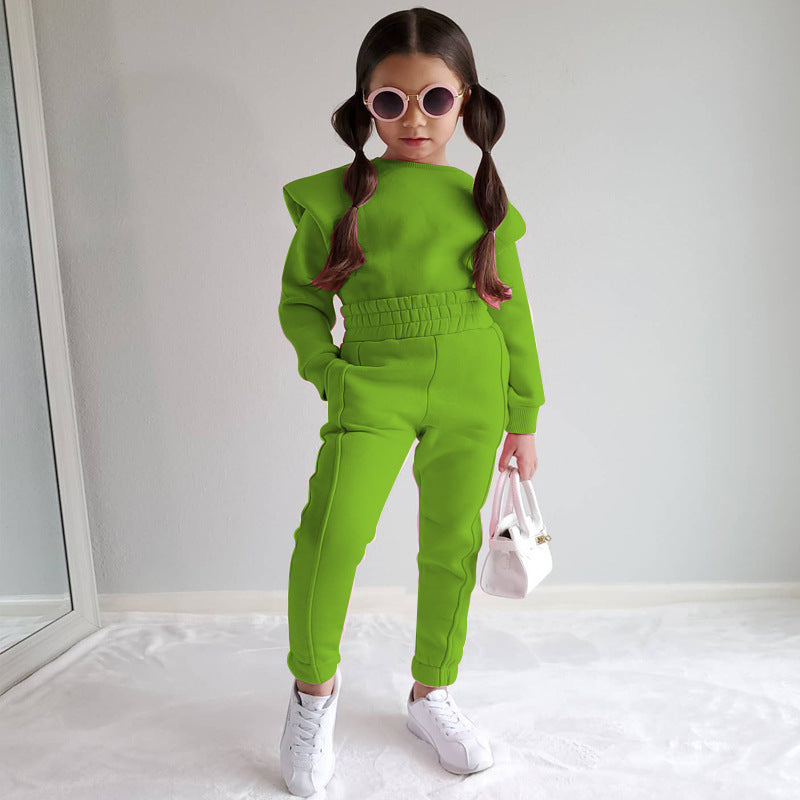 Barnkläder Långärmad Hoodie och Byxor Sats Polyester för Barn 1