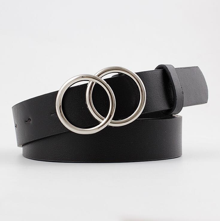Kvinnors Läderbälte O-ringspänne PU-Läder 105 cm 14