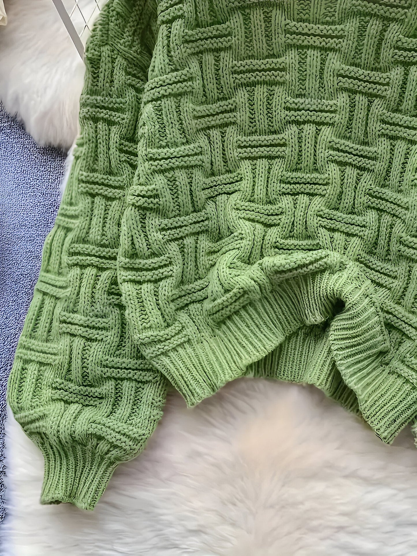 Dam Stickad Tröja Cirkulär Stil Mjuk Material-2