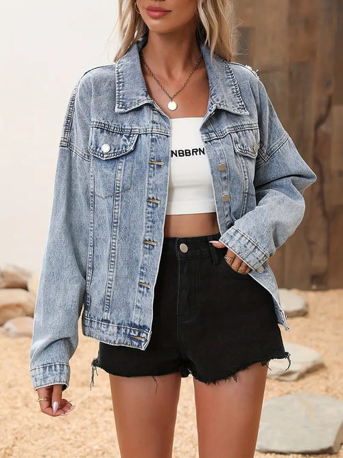 Lång Jeansjacka Dam Med Fransar Och Paljetter I Högkvalitativ Denim 1