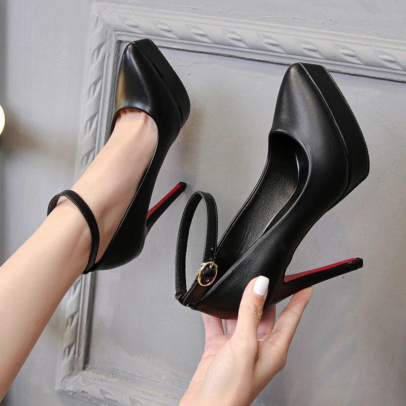 Kvinnors Tåskor Stiletto Spetsig Tå Konstläder 12 cm Klack-3