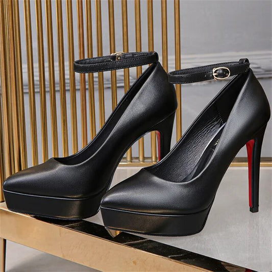 Kvinnors TÄskor Stiletto Spetsig TÄ KonstlÀder 12 cm Klack-1