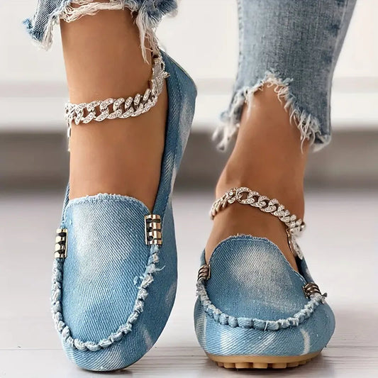 Kvinnors Avslappnade Skor Denim Design Komfortabel och Flexibel-1