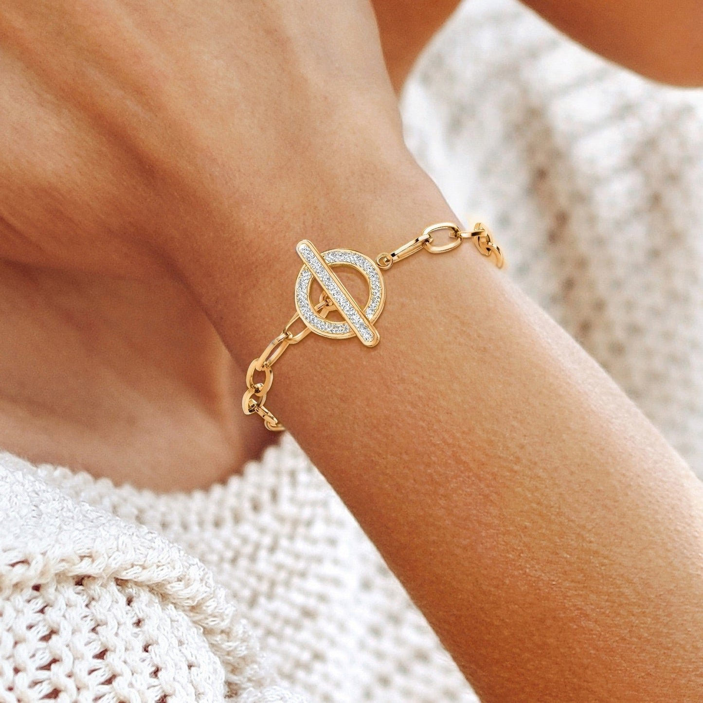 Armband Rostfritt Stål med Swarovski Kristaller Elegant Justerbart 16 cm-2