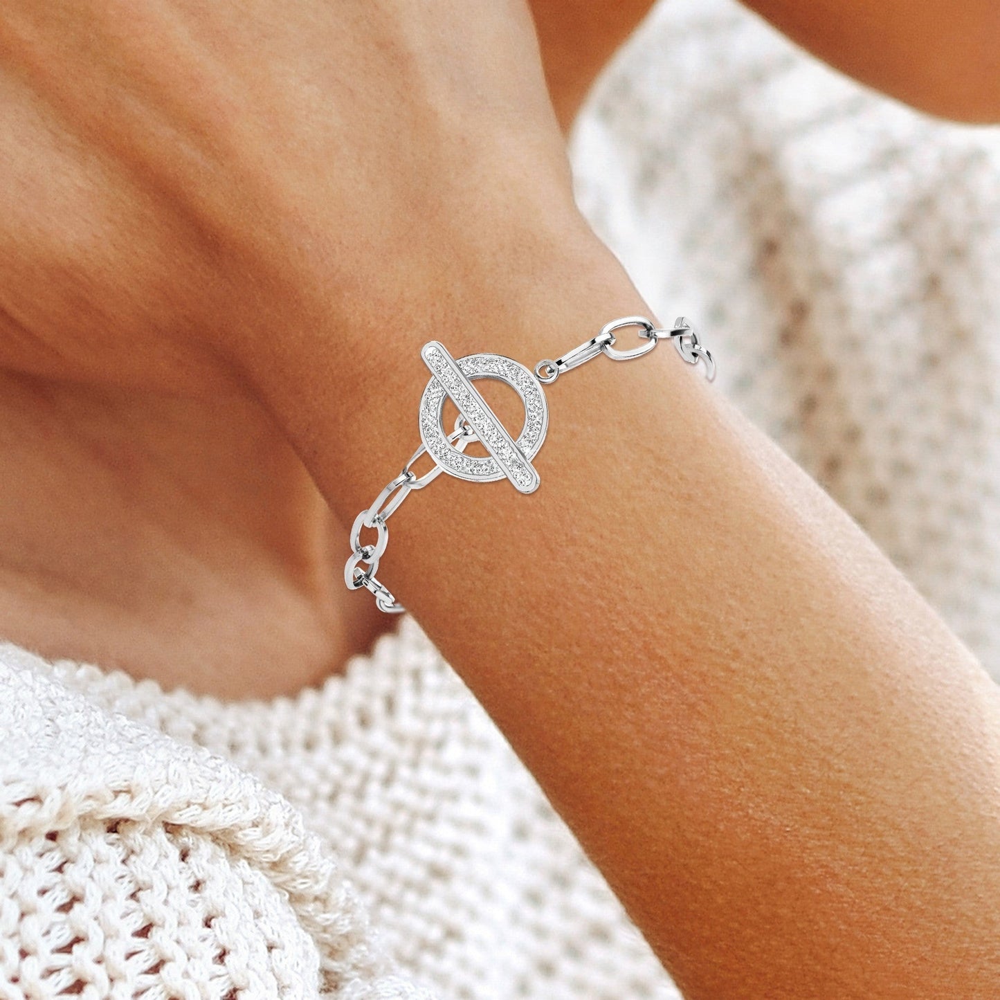 Armband Rostfritt Stål med Swarovski Kristaller Elegant Justerbart 16 cm-3