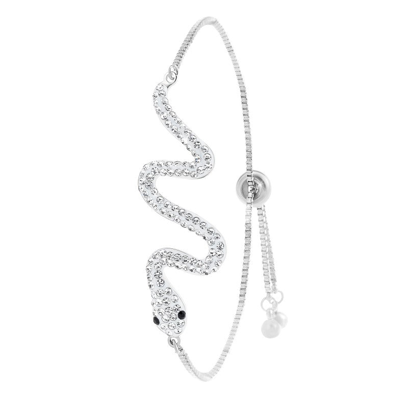 Silverarmband Justerbar Bohemiska Kristaller Rostfritt Stål-4