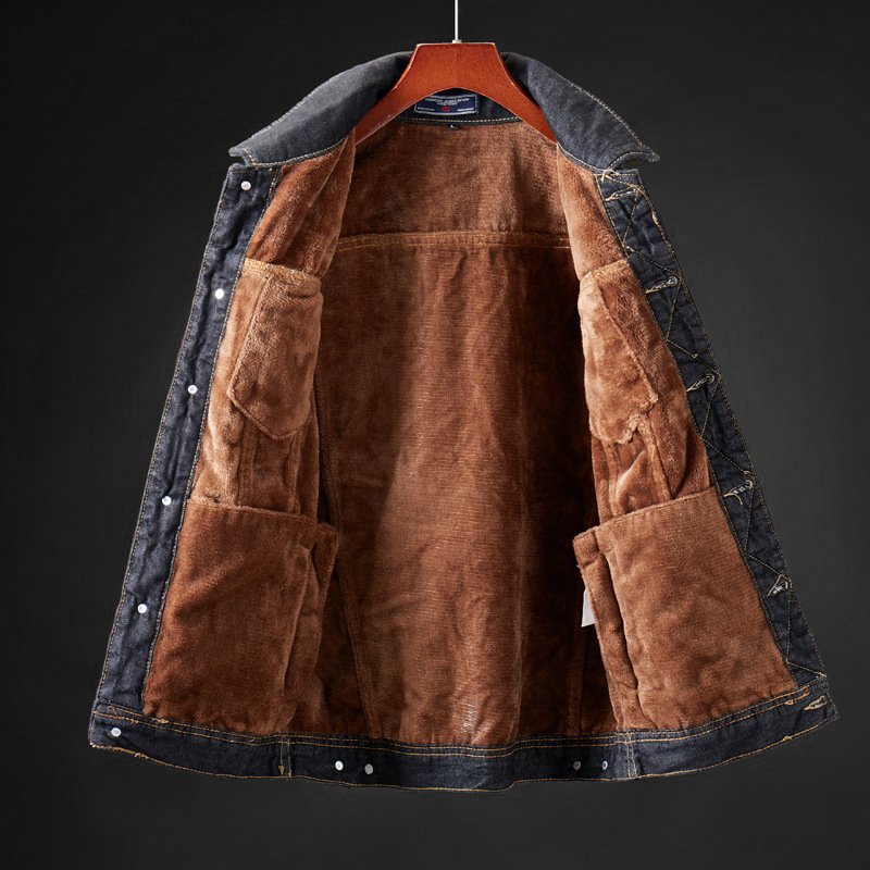 Dam Fleece Denimjacka Trendig och Bekväm Denim Fleece-2