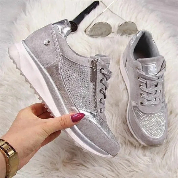 Dam Sneakers Ortopediska Zip-up Stilren Design Syntetmaterial-3