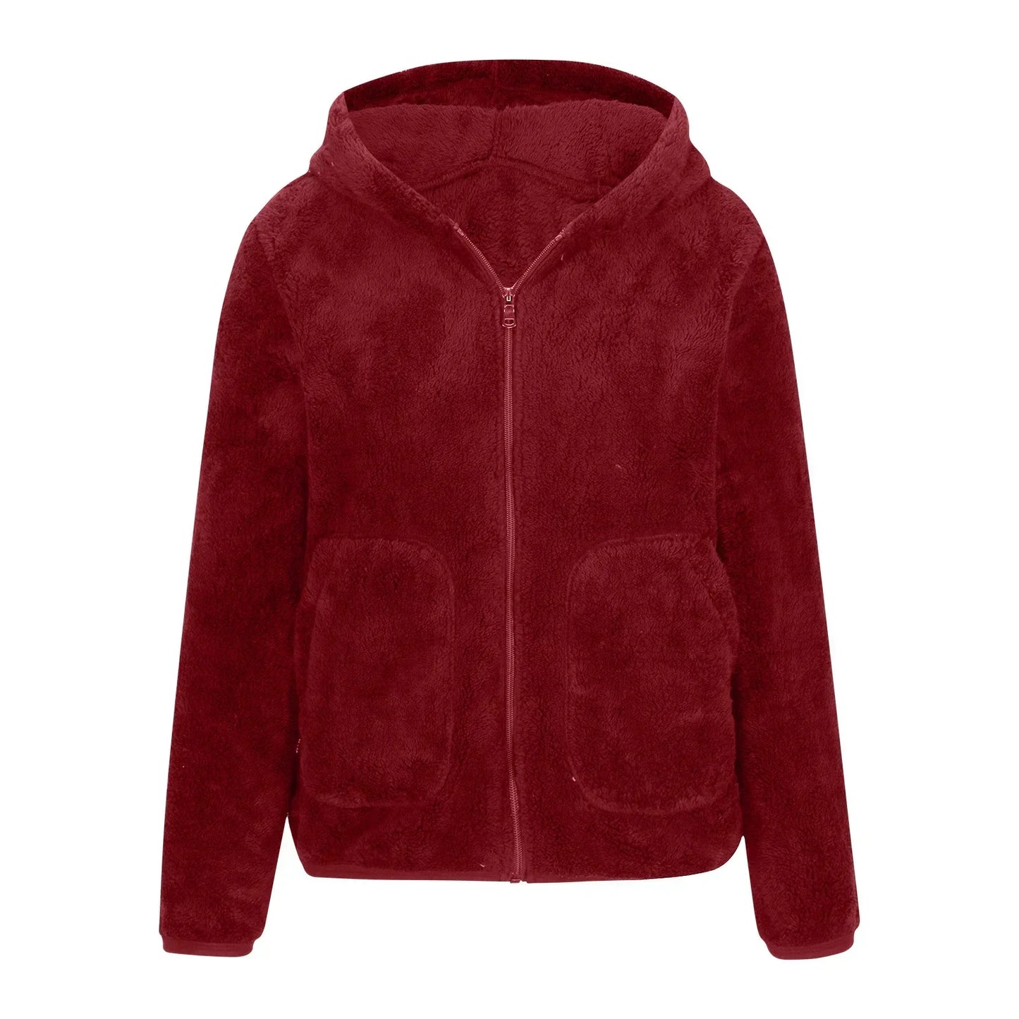 Dam Sweatshirt Av Korallfleece Med Stor Huva-6