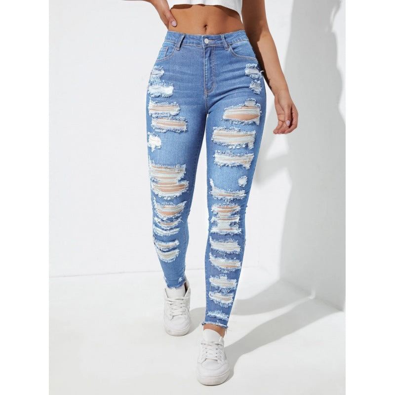 Variant image for Dam Jeans Hög Midja Klassisk Denim Slitstark-11