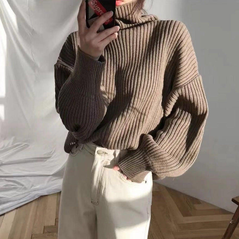 Stickad Dam Tröja Avslappnad Stil Mjuk Akryl 10