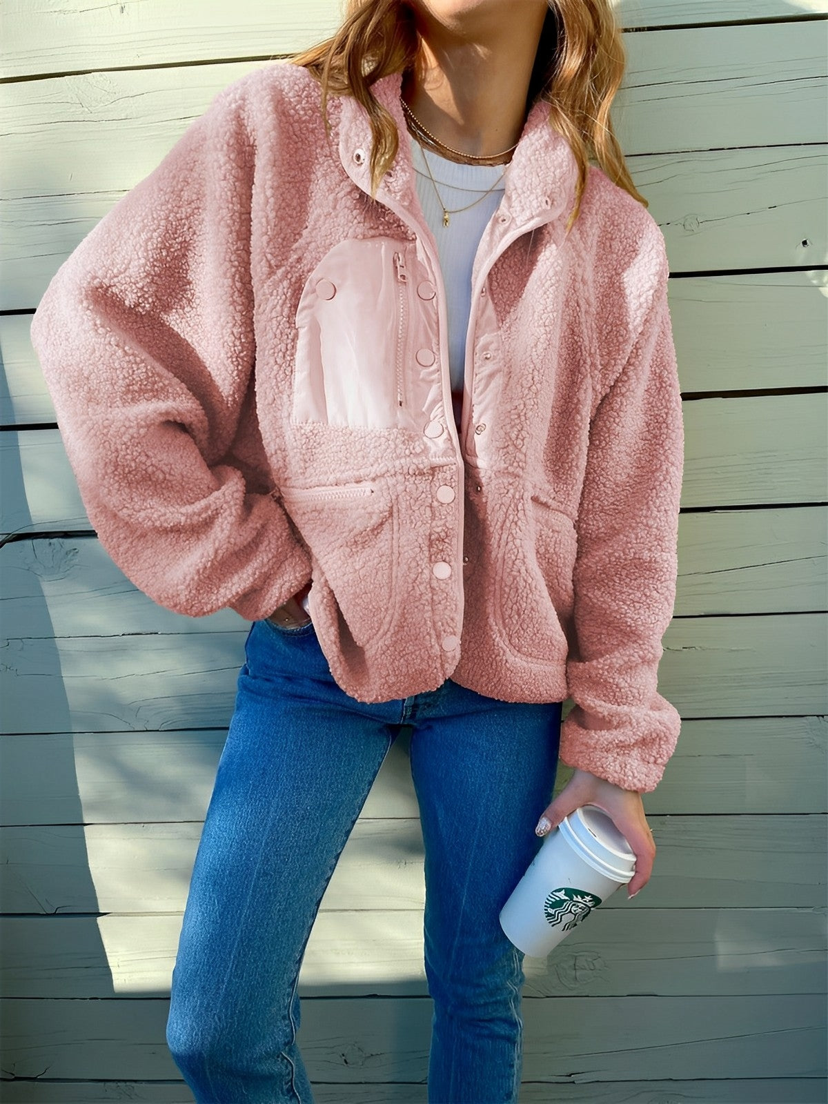 Variant image for Dam Fleecejacka Med Knappdesign Fleece För Vinter-36