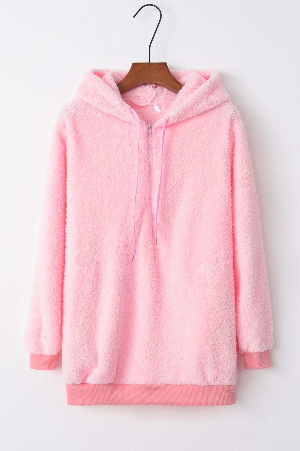 Variant image for Kvinnors Fleece Hoodie Halv Dragkedja Fluffig Teddy-material-43