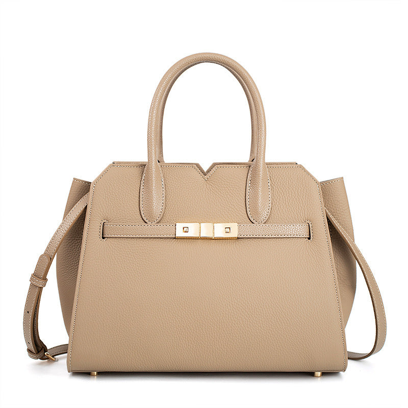 Elegant Elefantgrå Handväska i PU med Blixtlås och Silkescarf – Praktisk Inre Struktur och Stilren Design 5