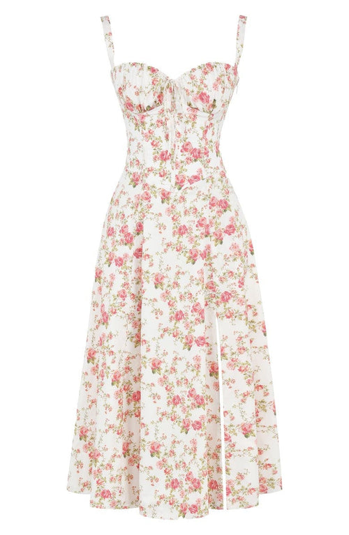 Dam Midiklänning Blommig Design 100% Polyester för Bröllop och Fest-1