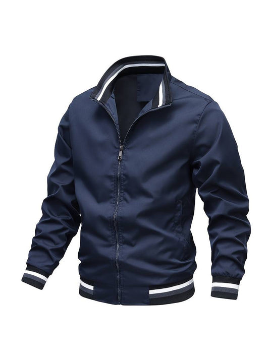 Herrjacka Bomber Randig Polyester för Höst och Vår-1