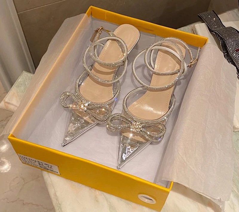 Variant image for Kvinnors Höga Klackar Slingback PVC med Fjärilsknut-3