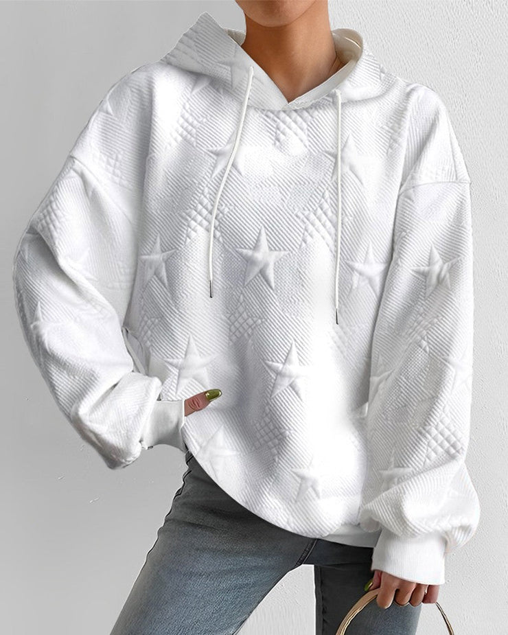 Dam Hoodie Stjärndesign Mjuk Andningsbar Tyg-4