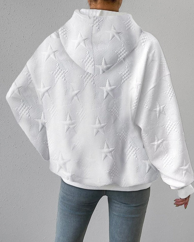 Dam Hoodie Stjärndesign Mjuk Andningsbar Tyg-2