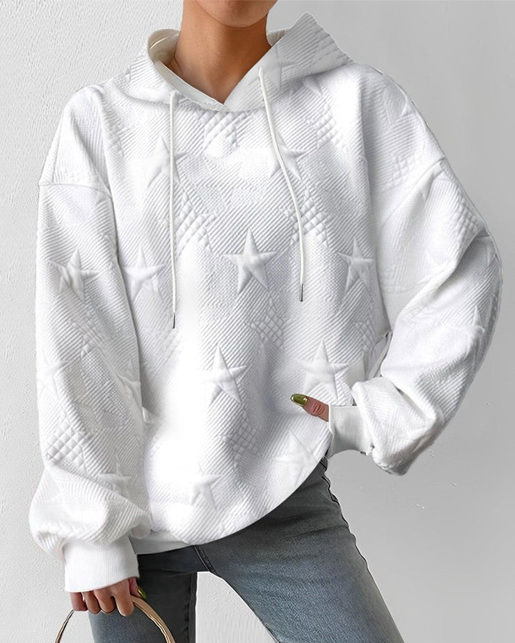 Dam Hoodie Stjärndesign Mjuk Andningsbar Tyg-3