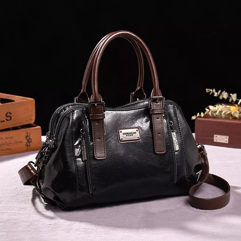 Dam Läderväska Vintage Elegant Design med Justerbara Bältesfästen och Praktiska Fickor 9