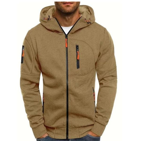 Herr Zip-Up Hoodie Mjuk Stretchig Tyg-4
