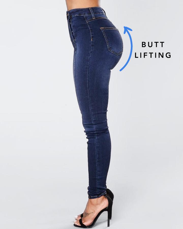 Damjeans Hög Midja Stretch Denim för Dam-3