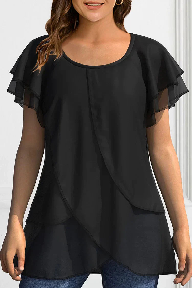 Variant image for Kvinnors Överdimensionerad Blus med Ruffles Lätt Material-6