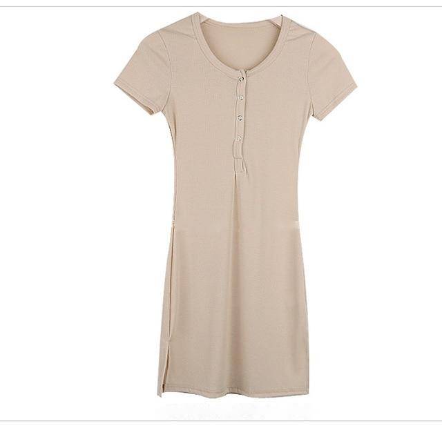 Kvinnors Miniklänning Kortärmad V-Hals Bomull 3