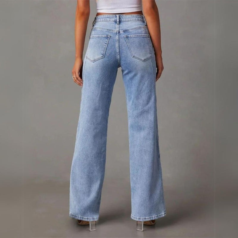 Dam Jeans med Hög Midja Avslappnad Denim Kvalitet 2