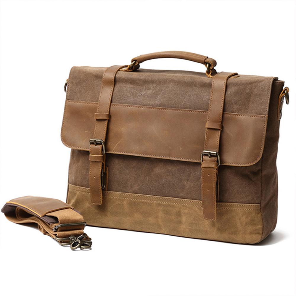 Dam Messenger Bag Vaxad Duk Hållbar Canvas 4