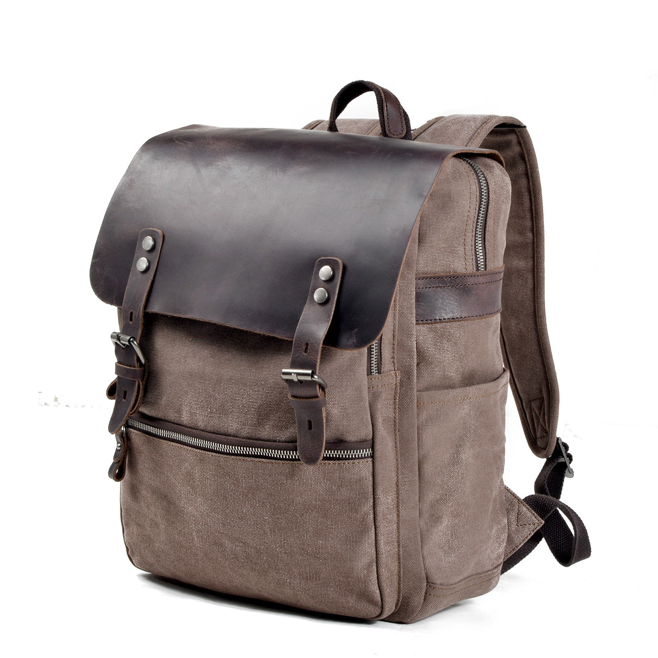 Unisex Ryggsäck Vintage Wolff-Canvas med Justerbara Axelremmar-5