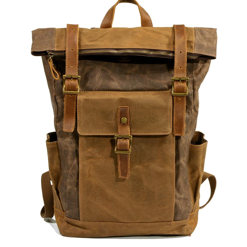 Herr Ryggsäck Canvas Robust Läder 10
