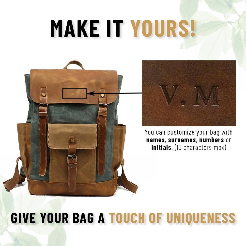 Variant image for Unisex Laptop Ryggsäck Vaxad Bomullsduk och Läder 15 Tum-2
