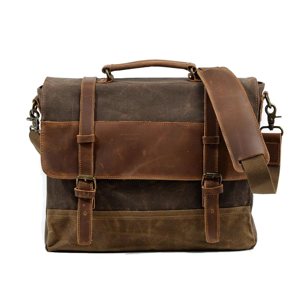 Dam Messenger Bag Vaxad Duk Hållbar Canvas 9