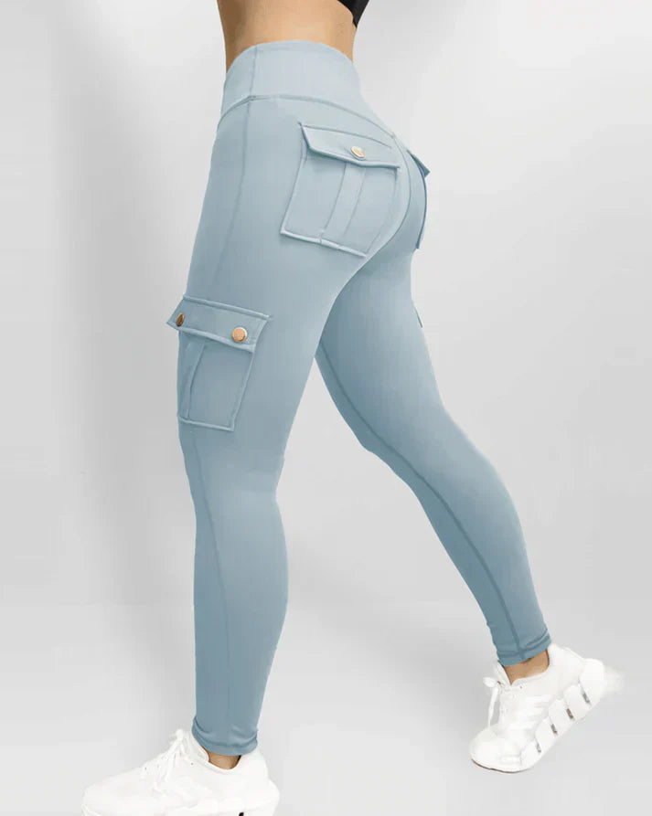 Variant image for Dam Leggings Hög Midja Sportiga med Lastväskor i Stretchigt Material-19