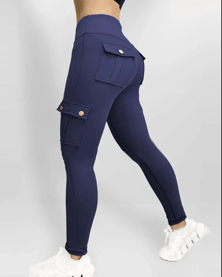 Variant image for Dam Leggings Hög Midja Sportiga med Lastväskor i Stretchigt Material-13