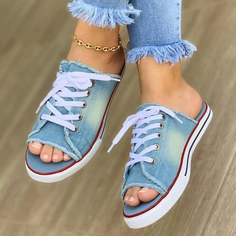 Kvinnors Sneakers Tyg med Snörning Gummi Sula 2