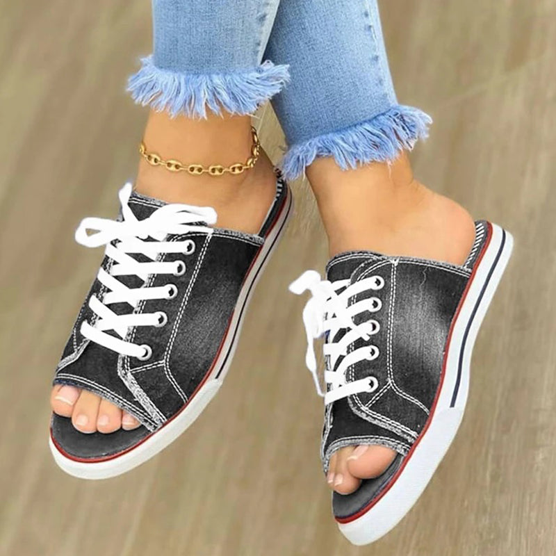 Kvinnors Sneakers Tyg med Snörning Gummi Sula 3