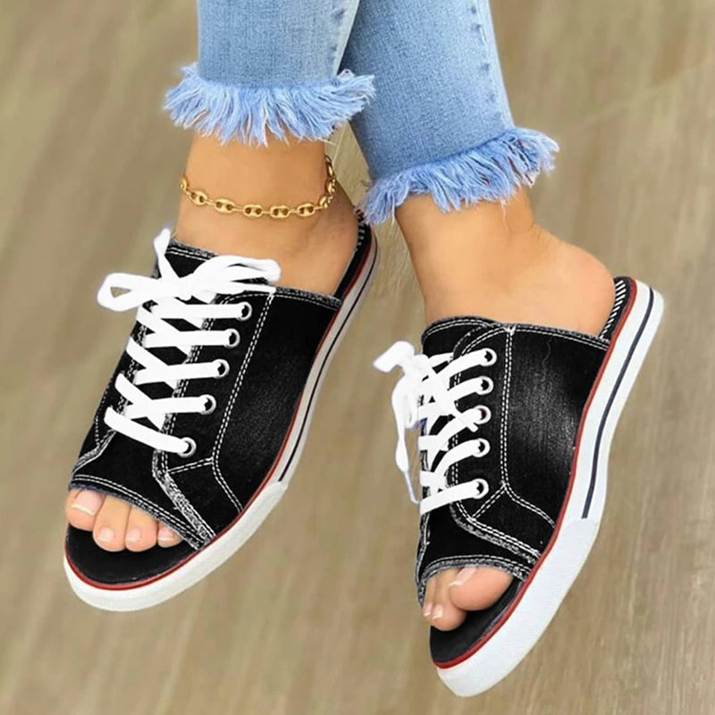 Kvinnors Sneakers Tyg med Snörning Gummi Sula 4