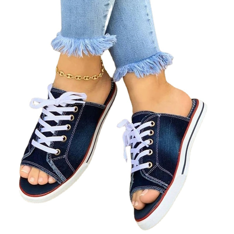 Kvinnors Sneakers Tyg med Snörning Gummi Sula 5