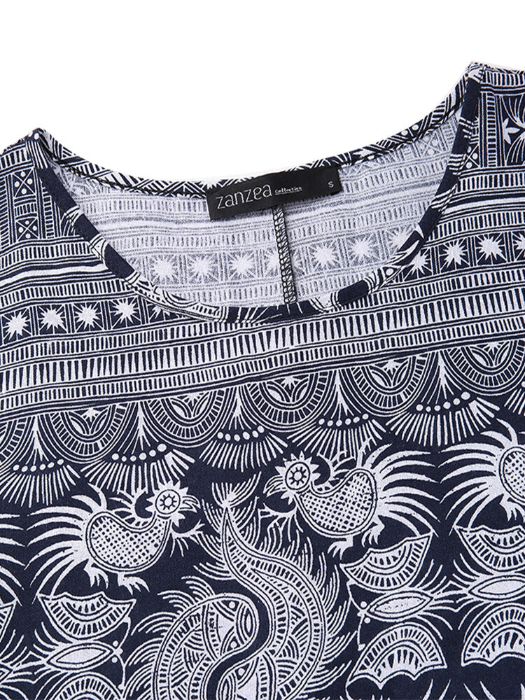 Maxiklänning Dam Blommönster Korta Ärmar Cato För Sommar-4