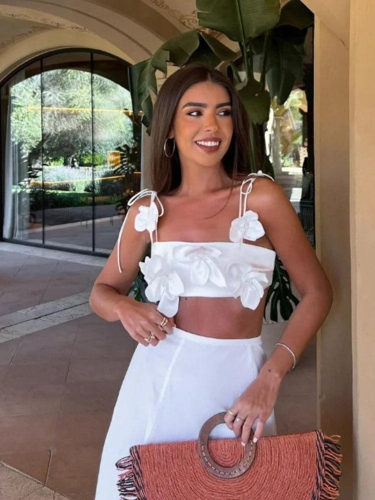 Dam Blommig Topp Elegant Lätt Material-5