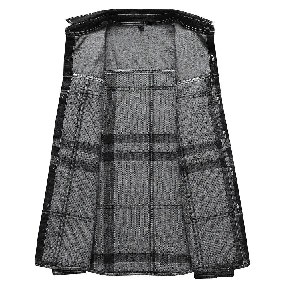 Herrskjorta Klassisk Carom-Mönster Mjuk Bomull-4