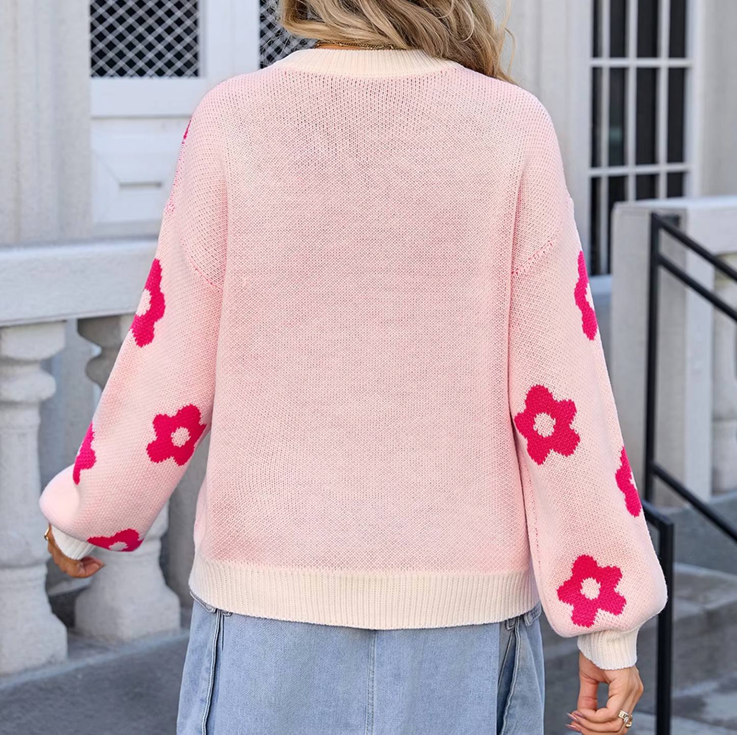 Dam Stickad Tröja Långärmad Bomull för Vardags- och Formella Tillfällen-2