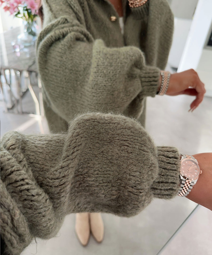 Lång Kofta Dam Elegant Design 100% Akryl Cardigan för Vardags och Formella Tillfällen-5