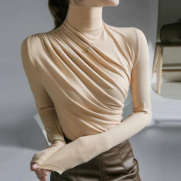 Variant image for Dam Blus Ruffles Musselin Elegant Stående Krage-6