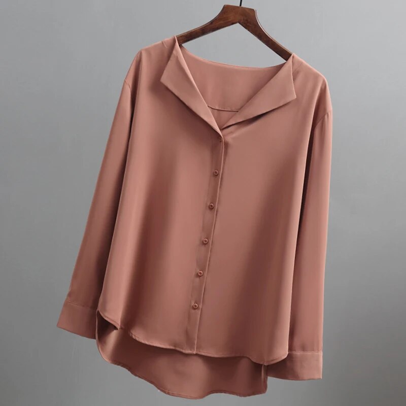 Kvinnors Långärmad Skjorta Chic Crested Krage Polyester-5